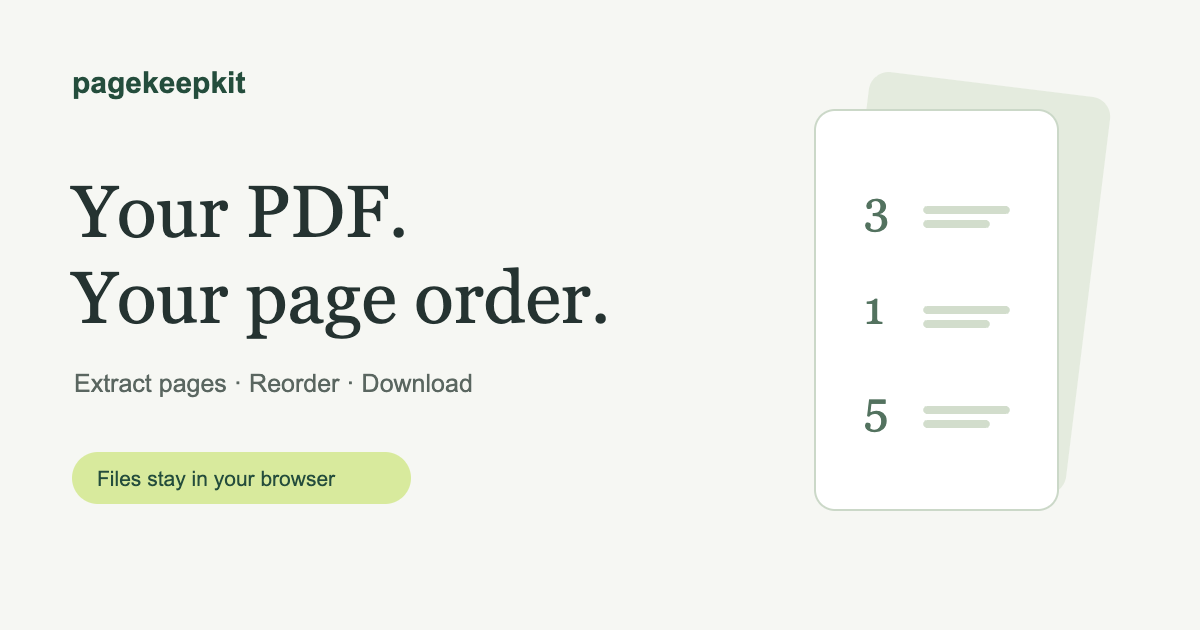 Extract PDF pages · PagekeepKit PDF page tools
